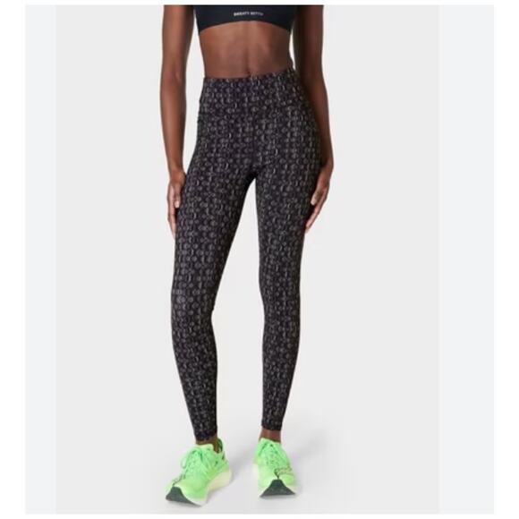 SWEATY BETTY Zero Gravity Black Grey Dot Print Leggings 12 - Picture 1 of 12